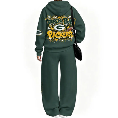 Green Bay Packers Vintage Plush Hoodie set| NFL