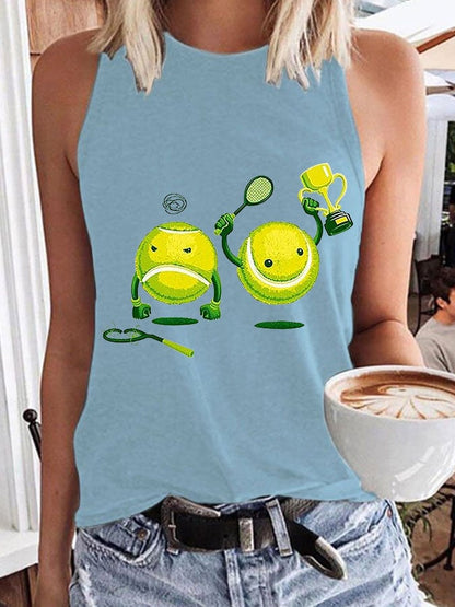 Women's Tennis Funny Print Casual Vest