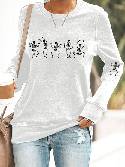 Women's Halloween Dancing Skeleton Casual Sweatshirt