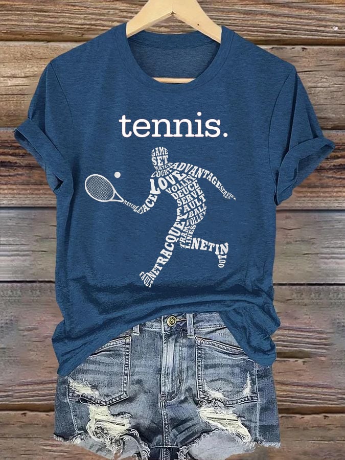 Women's Tennis Print Casual T-Shirt