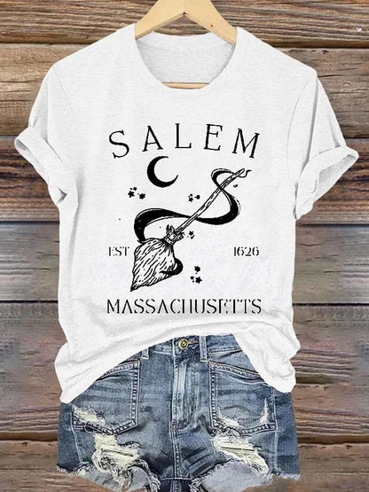 Women's Salem Massachusetts Halloween Print T-Shirt