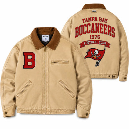 UNISEX TAMPA BAY BUCCANEERS VINTAGE TAN CANVAS WORKWEAR JACKET | AEGE