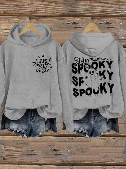 Women's  Halloween Stay Spooky Ghost Printed Casual Hoodie