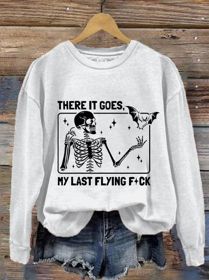 Women's Halloween There It Goes My Last Flying F*ck  Print Crew Neck Sweatshirt