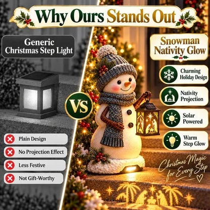🔥HOT SALE🔥⛄ Last Day 49% Snowman Nativity GlowTM✨ – Solar Christmas Step Light with Holy Family Projection