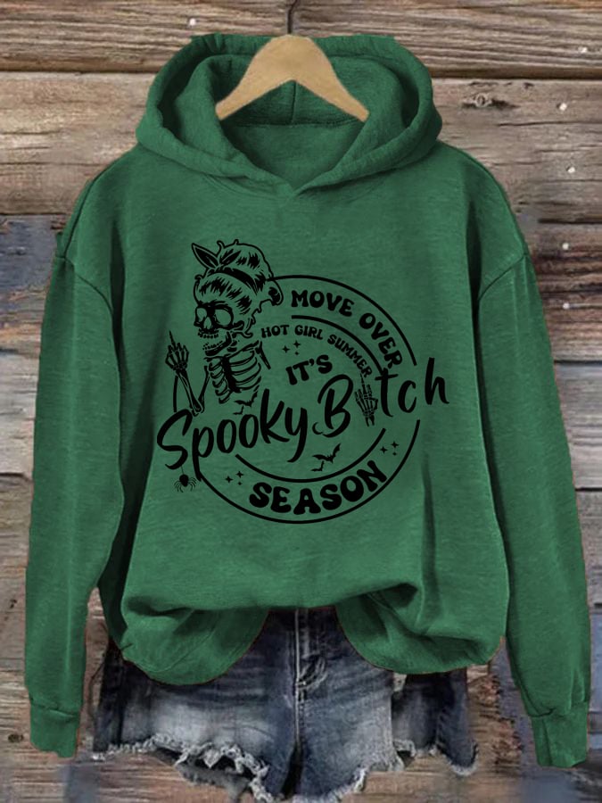 Women's Move Over Hot Girl Summer It's Spooky Bitch Season Print Hoodie