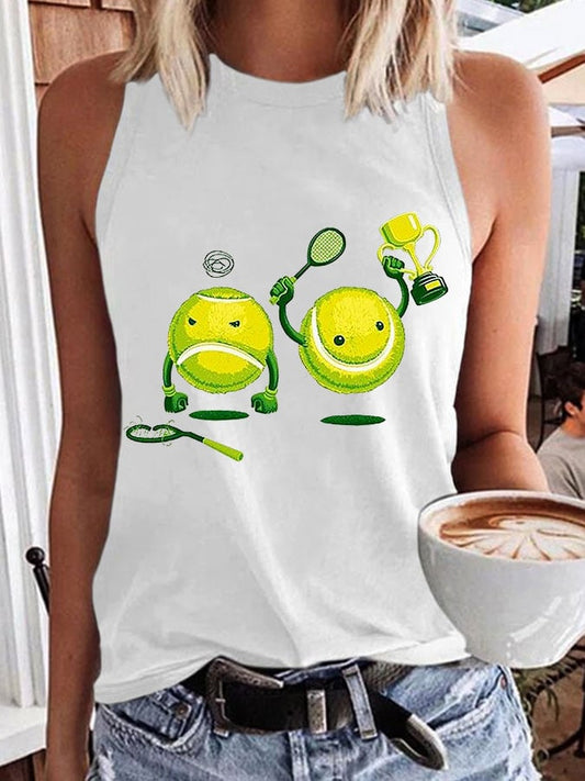 Women's Tennis Funny Print Casual Vest