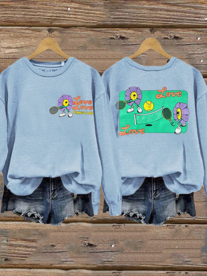 women's love love tennis clus sweatshirt