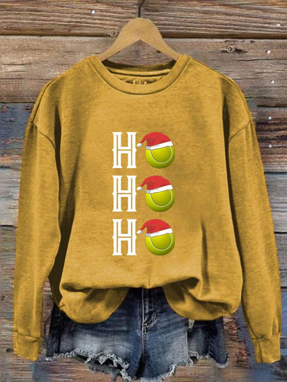 Women's Tennis Christmas "HO,HO,HO" Printed Sweatshirt