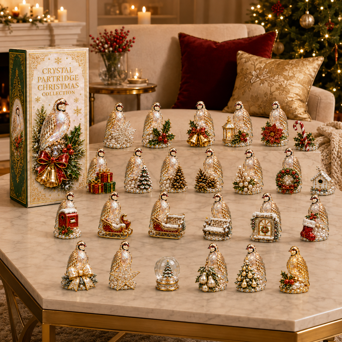 24-Day Partridge Advent Calendar | Hand-Painted Figurine Countdown Gift