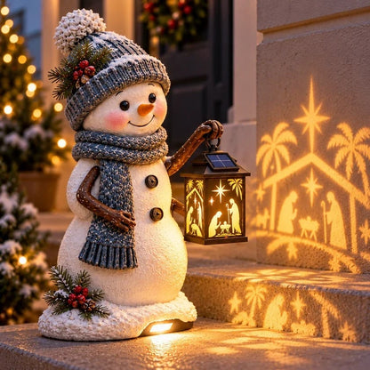 🔥HOT SALE🔥⛄ Last Day 49% Snowman Nativity GlowTM✨ – Solar Christmas Step Light with Holy Family Projection