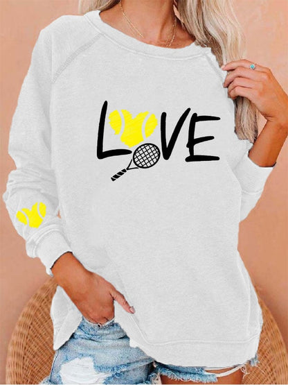 women's love tennis printed sweatshirt