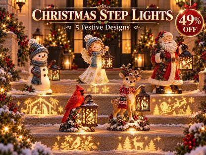 🔥HOT SALE🔥⛄ Last Day 49% Snowman Nativity GlowTM✨ – Solar Christmas Step Light with Holy Family Projection