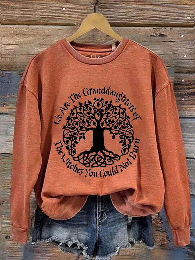 Women's Halloween We Are The Granddaughters of Witches You Could Not Burn Tree Print Sweatshirt