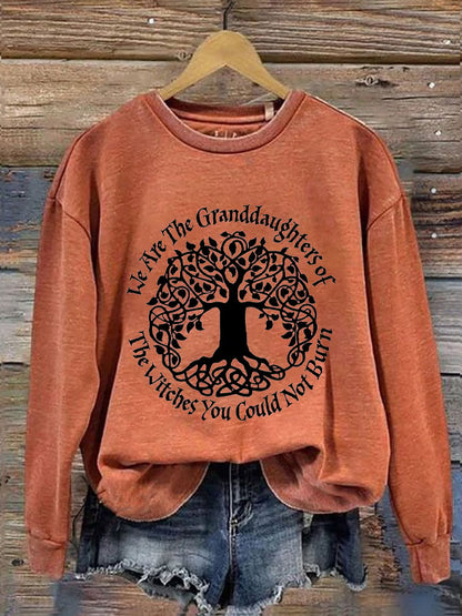 Women's Halloween We Are The Granddaughters of Witches You Could Not Burn Tree Print Sweatshirt