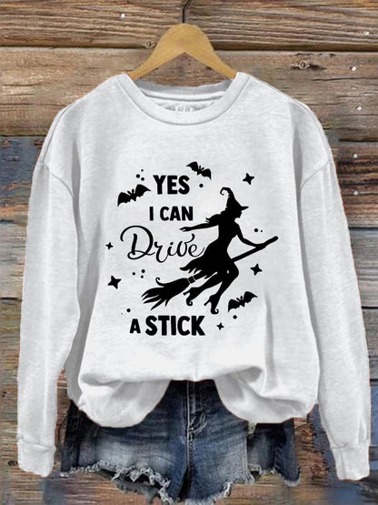 Women's "Yes, I Can Drive A Stick!" Printed Casual Sweatshirt