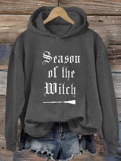 Women's "Season of the witch" printed casual hooded sweatshirt