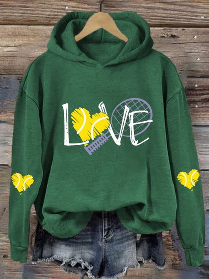 Women's Love Tennis Casual Hoodie