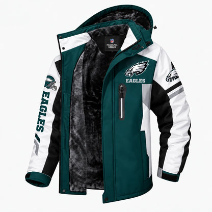 AEGE PHILADELPHIA EAGLES TEAM LOGO FOOTBALL GRAPHIC FLEECE LINED HOODED JACKET