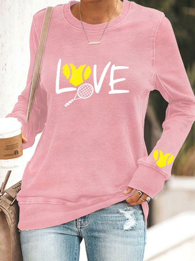 Women's love tennis printed casual sweatshirt