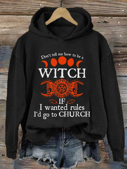 Women's Halloween Witch Print Hoodie