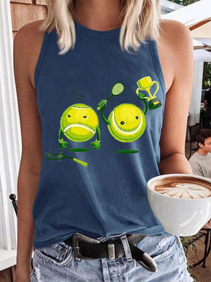 Women's Tennis Funny Print Casual Vest