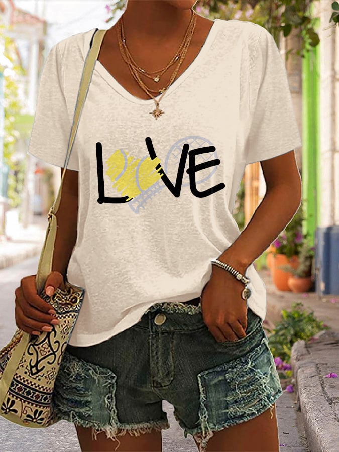 Women's TENNIS Love  Printed Casual T-shirt
