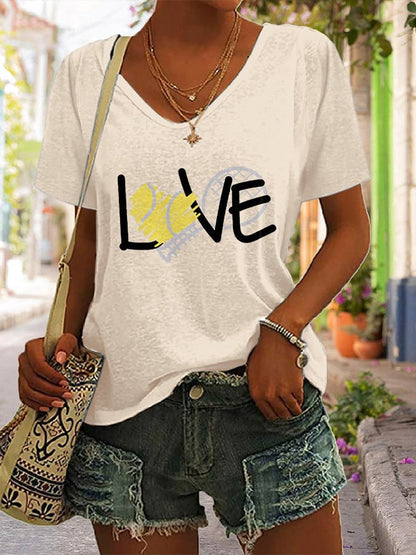 Women's TENNIS Love  Printed Casual T-shirt