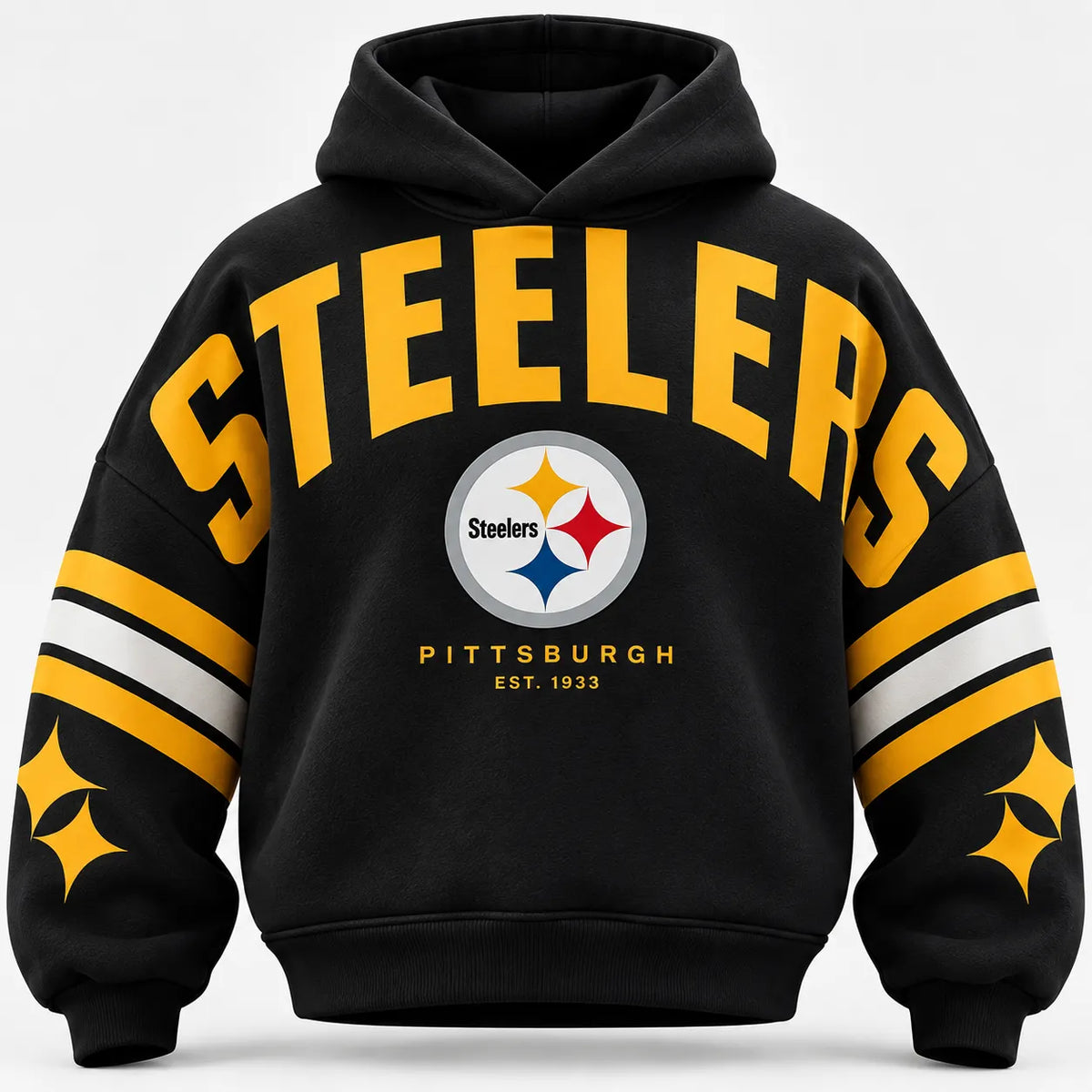 PITTSBURGH STEELERS AIRY CLOUD FEEL OVERSIZED FOOTBALL GRAPHIC HOODIE