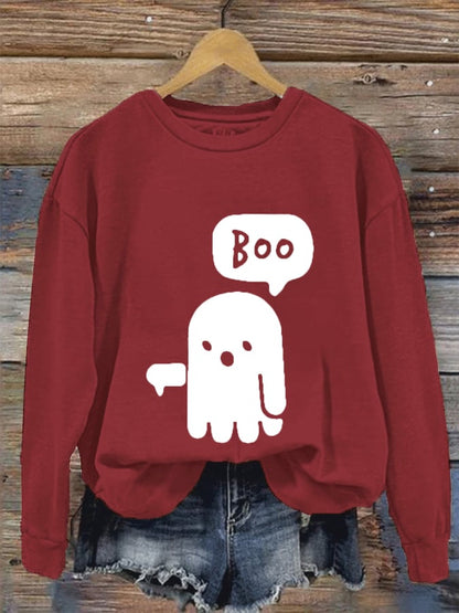 Women's Dislike Boo Ghost Printed Casual Sweatshirt