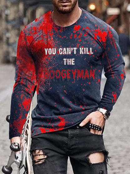 You Can Kill The Boogeyman Halloween Men's Printed Long Sleeve T-Shirt