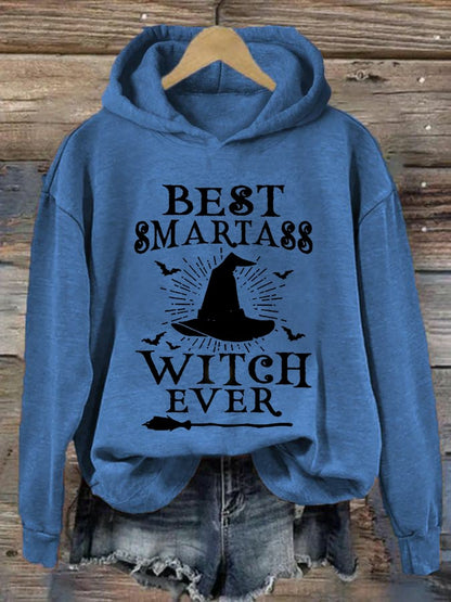 Women's Halloween Best Smartass Witch Ever Print Hoodie