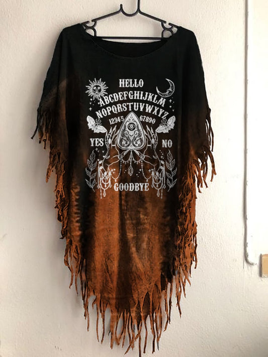 Women's Halloween Witchy Tie Die Tassels Top