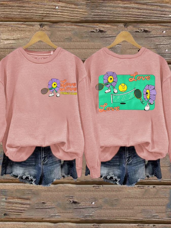 women's love love tennis clus sweatshirt