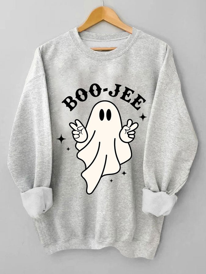 Women's Halloween Boo Jee Cute Ghost Casual Sweatshirt