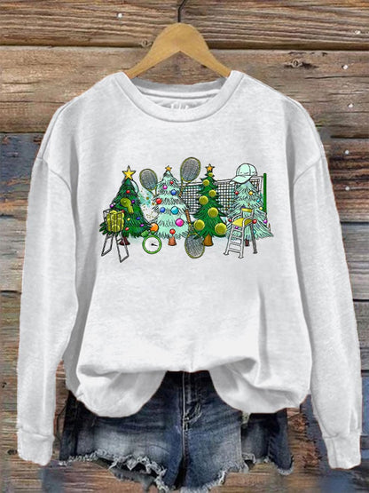 Women's Tennis Christmas Tree Print Sweatshirt