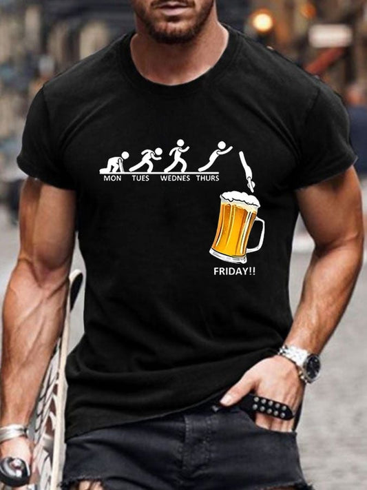 Men's Oktoberfest Beer Printed 100% Cotton Short Sleeve T-Shirt