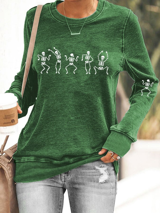 Women's Halloween Dancing Skeleton Casual Sweatshirt