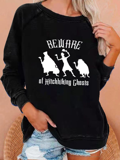 Women's Halloween Ghosts Silhouette Print Sweatshirt