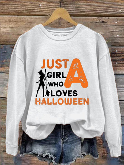 Women's Just A Girl Who Loves Halloween Crew Neck Sweatshirt