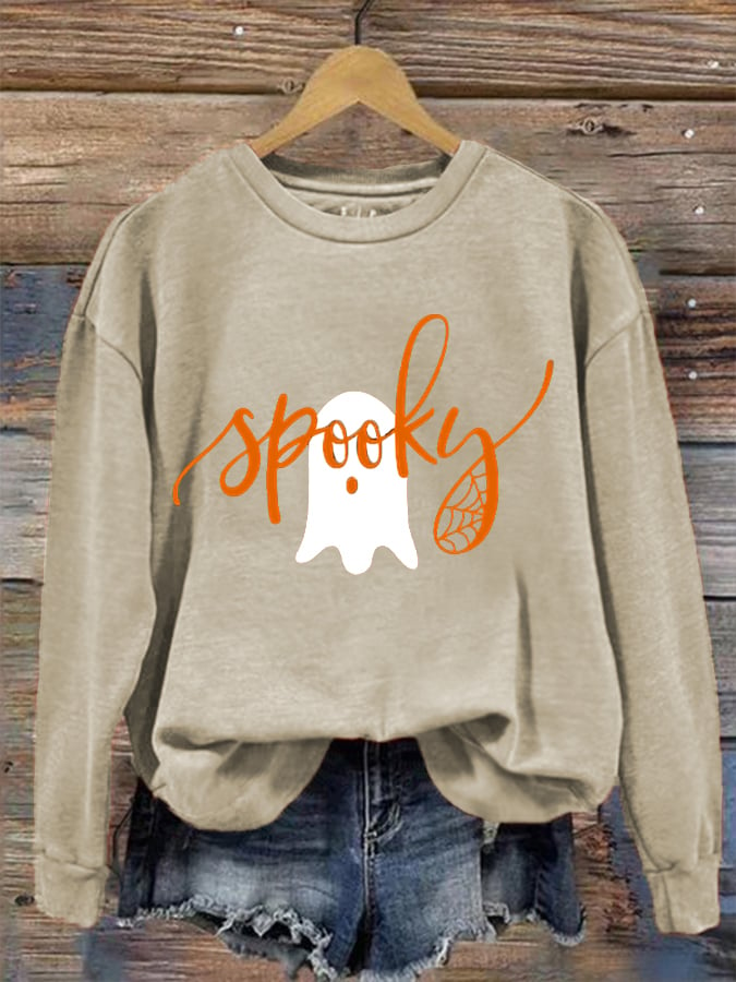 Women's Funny Halloween Spooky Season Printed Sweatshirt