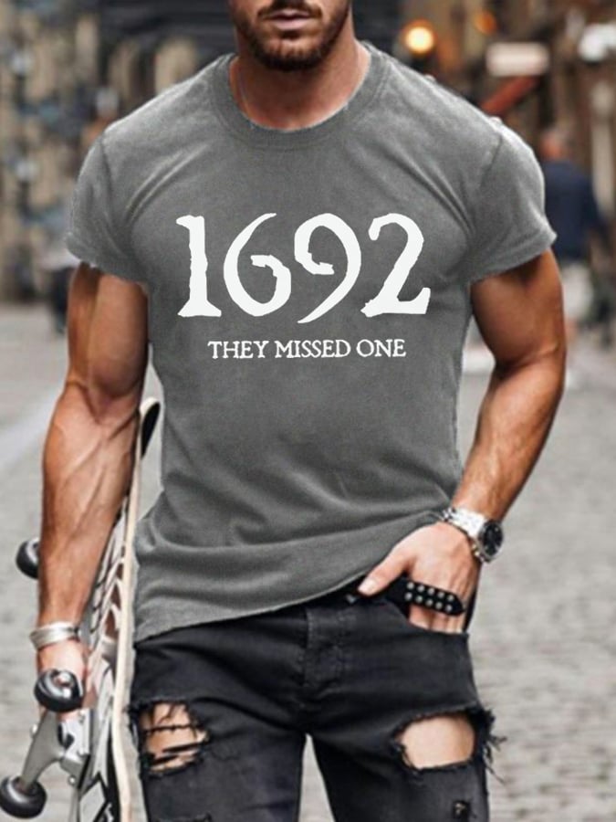 Men's 1692 They Missed One Salem Witch Print T-Shirt