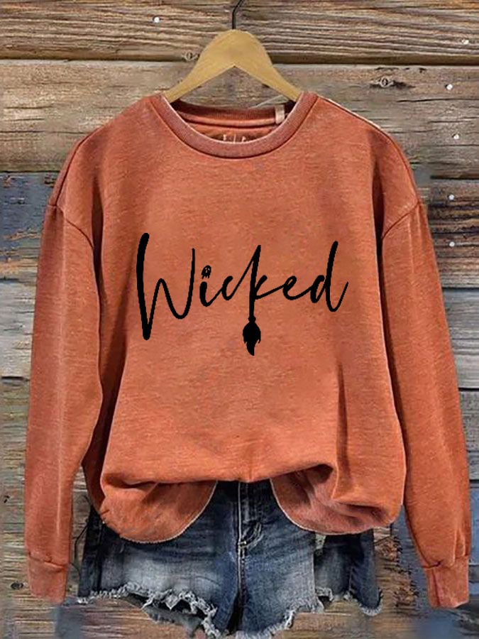 Women's Halloween Witch Wicked Printed Sweatshirt