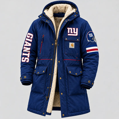UNISEX NEW YORK GIANTS SHERPA LINED WORKWEAR HOODED WINTER PARKA JACKET