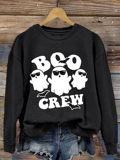 Women's Halloween Boo Crew Printed Sweatshirt