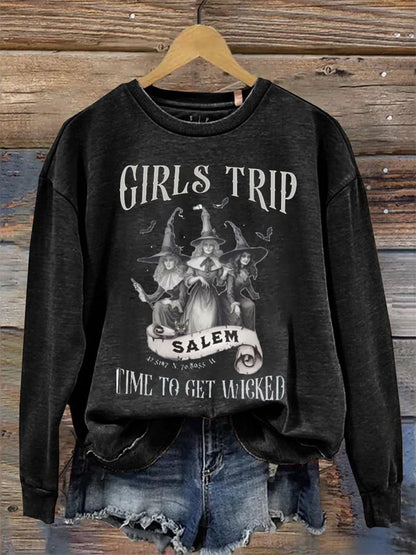 Women's Vintage Halloween Witch Party Sweatshirt