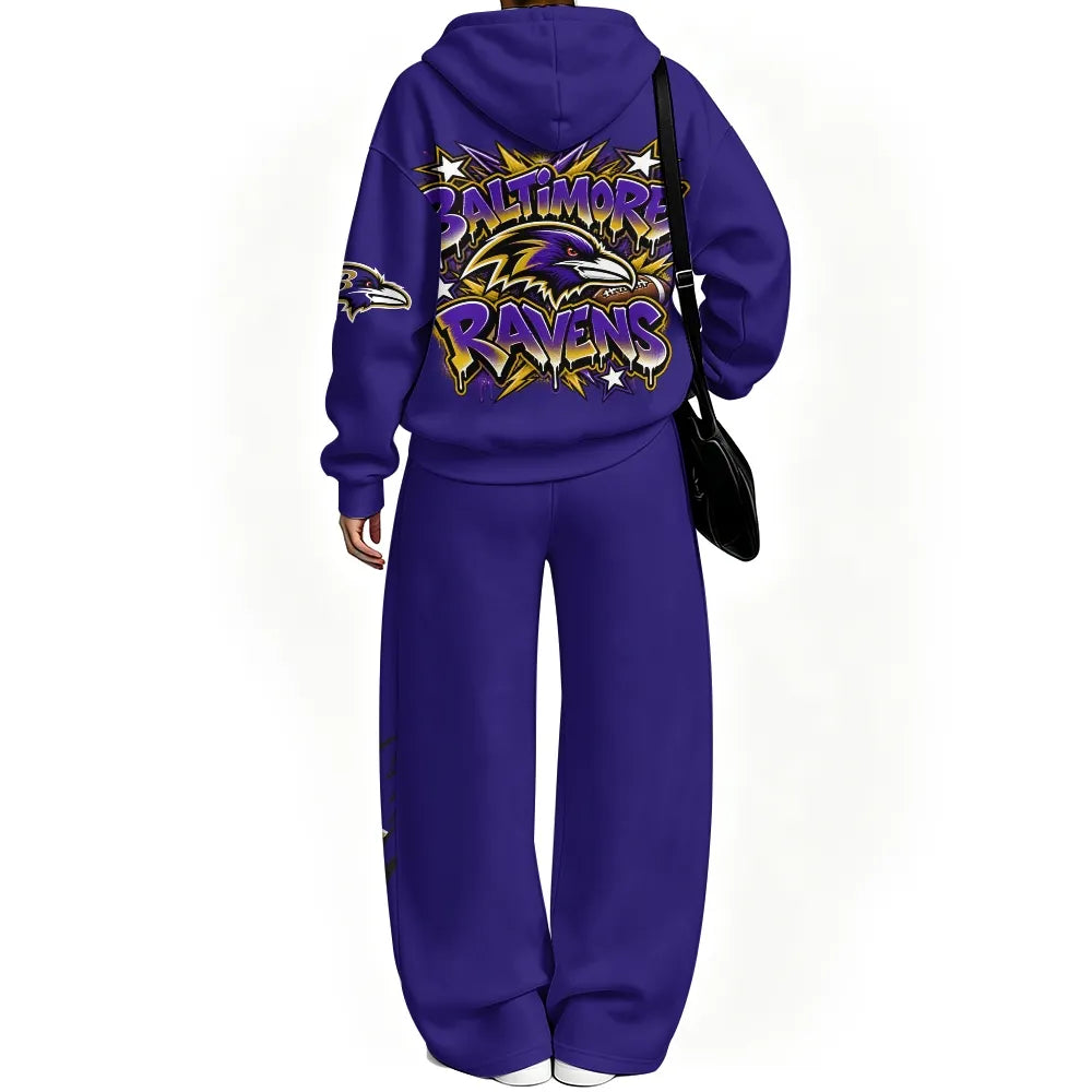 Baltimore Ravens Vintage Plush Hoodie set| NFL