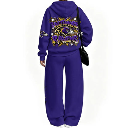 Baltimore Ravens Vintage Plush Hoodie set| NFL