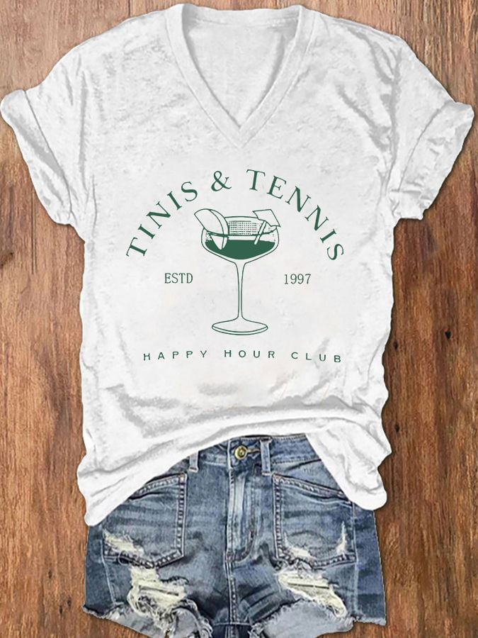 Women's Tennis Club Printed Casual T-Shirt