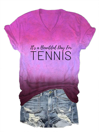 Women's It's a beautiful day for tennis v-neck T-shirt